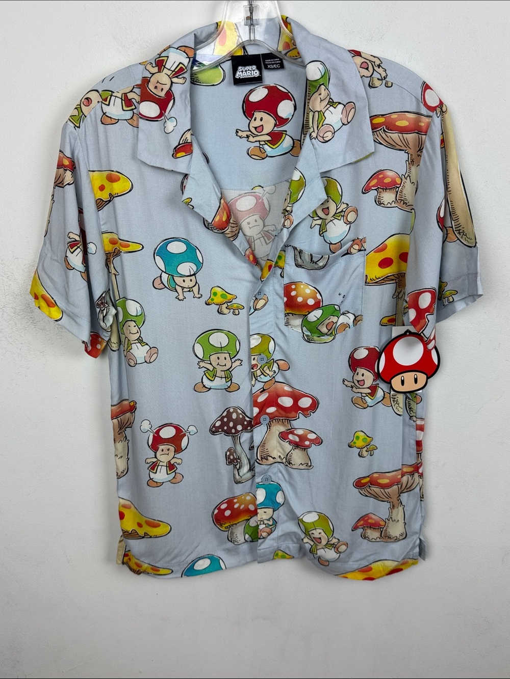 Mario Mushroom & Toad Print Button-Down Shirt